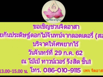 เชิญชวนจิตอาสาประดิษฐ์ดอกไม้จันทน์จากลอตเตอรี่